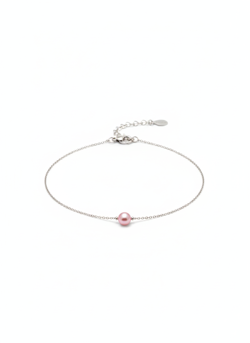 Pink Pearl Solitaire Bracelet