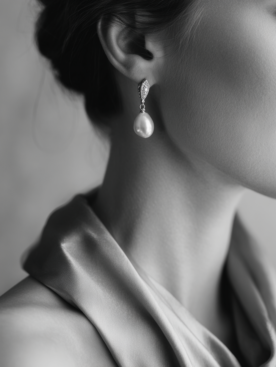 White Gold Pearl Drop Earrings with Diamond Accents