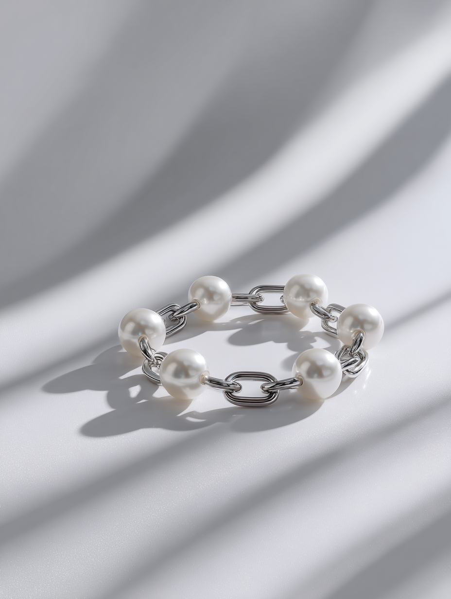 Pearl and Sterling Silver Link Bracelet