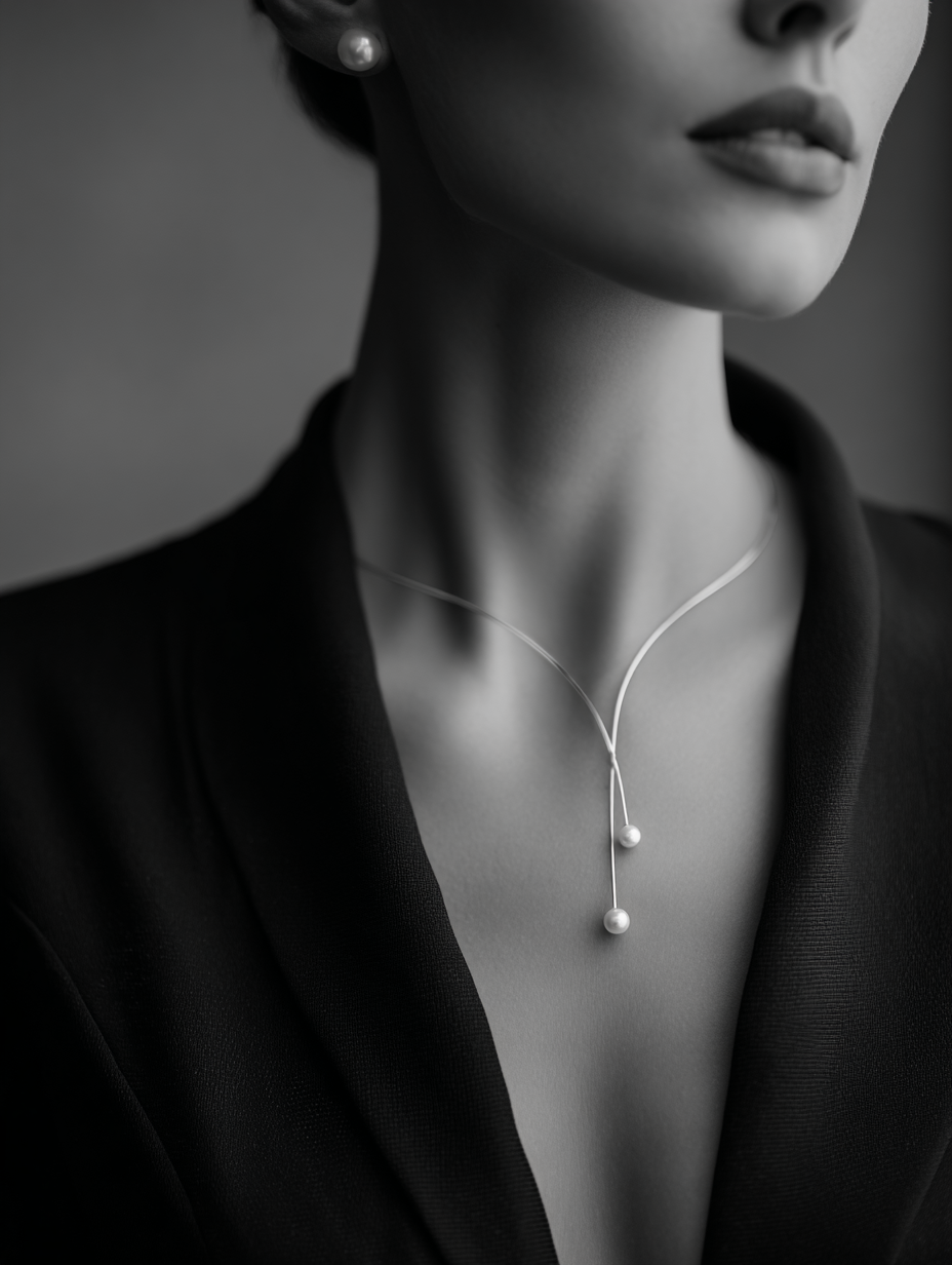 Modern Double Pearl Drop Necklace