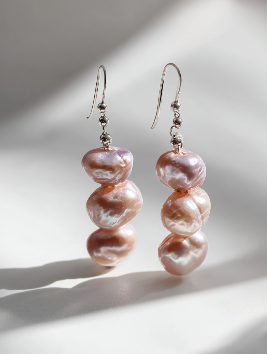 Pink Baroque Pearl Drop Earrings